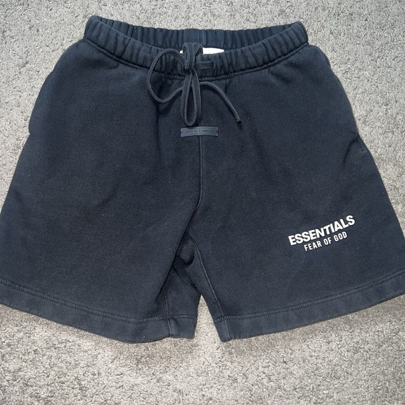 New Essentials Fear Of God Soccer Fleece Shorts Jet Black Men's Size XS - Picture 1 of 7